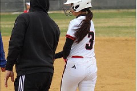 Brownfield’s Melody Salas stands at first base of a first-inning single against Coahoma on Saturday in Brownfield. (LEE SCHEIDE | BROWNFIELD NEWS)