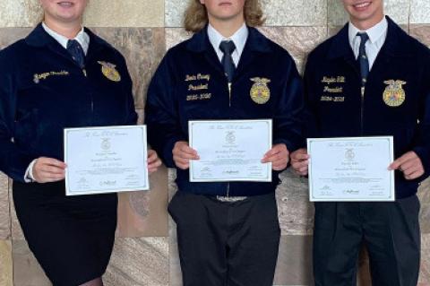 Brownfield FFA recognizes members that received their Lonestar Degree , which is the highest degree in Texas FFA. Kayden Gillit, Devin Casey, Raegen Franklin, Marco Hernadez Also Kayden Gillit won the state Swine Entrepreneurship Proficiency. (Photos by B