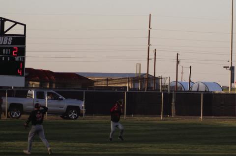 Brownfield left fielder Asiel Morin prepares to make a catch during a District 3-3A game against Stanton on Monday at Brownfield. (Lee Scheide | Brownfi eld News)