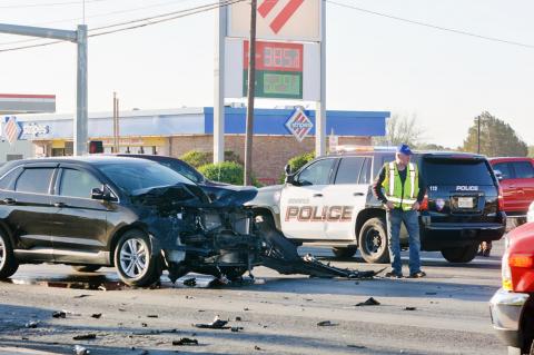 Morning Accident at busy intersection