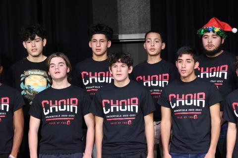 Brownfield Choir performed Tuesday night before the boys basketball at the BHS commons. Middle School and High School students performed a variety of Christmas songs for family, friends and administrators