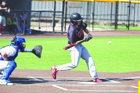 Brownfield’s Riley Flores swings at a pitch during the Black-Gold Sports Senior Game at Joe Spikes Fields on Saturday in Lamesa.