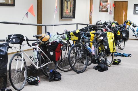 Biking across the USA tour stops at Cavalry Baptist Church