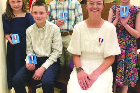 These students were recognized at the 42nd annual Jalene Young Piano Studio Recital May 20. Students took a written music theory test and were awarded based on their score. (Standing from Left)-Hannah Smith 98 gold, Josiah Smith 98 gold, Ella Swaringen 94