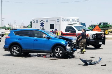 A two vehicle collision