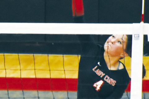Brailee Franco makes one of several kills against Idalou Tuesday evening during a game at home. The team opened up District play Saturday. (Melissa McCaghren/ Brownfield News)