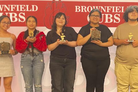 Left to right: Shem Gurrea, Norma Alaniz, Galdys Pando, Adrianna Aleman and King Valdez. Not pictured are Eian Mulkey, Serenity Hooker and Brayton Madrigal. (Picture provided)