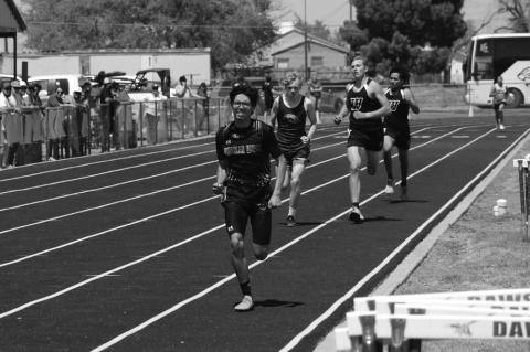 Wellman-Union’s Angel Ramirez finishes strong to earn the bronze medal in the Boy’s 800 meters at the Class 1A Area 5/6 Championships on Friday at Dawson School in Welch.