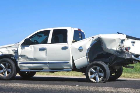 A three car collision occurred on South 385 
