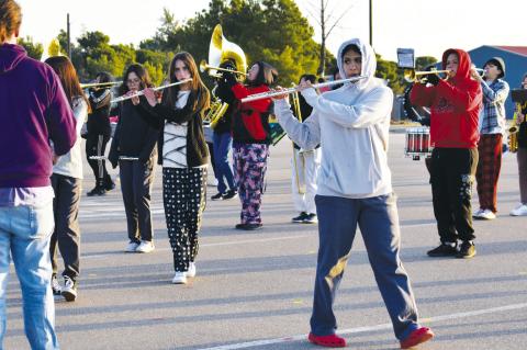 Practicing for the big marching performance