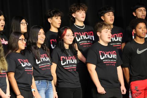 Brownfield Choir performed Tuesday night before the boys basketball at the BHS commons. Middle School and High School students performed a variety of Christmas songs for family, friends and administrators