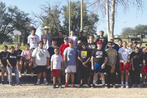 Brownfield ISD athletes and coaches took time out to help beautify Brownfield in a clean up effort. (Photo provided)