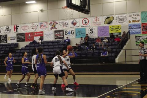 Wellman-Union’s Azayla Mercado (15) shoots during the first half against Amherst in a District 5-1A game on Friday at Wellman-Union High School.