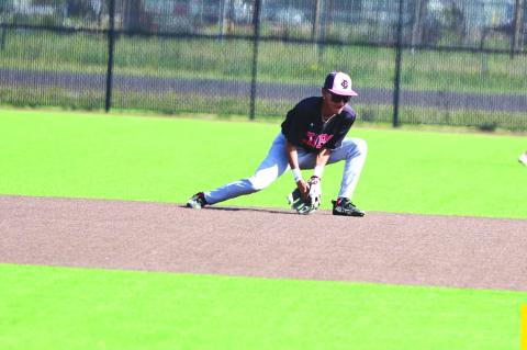 Brownfield’s Ethan Garcia fields a ground ball during the Black-Gold Sports Senior Game at Joe Spikes Fields on Saturday in Lamesa.