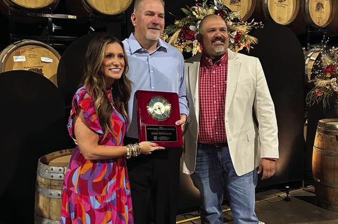 Zayne McPherson accepts the Citizen of the Year Award at the Brownfield Chamber Banquet &amp; Award Ceremony at The Armory on Thursday in Brownfield. (Photos from Brownfield Chamber of Commerce)