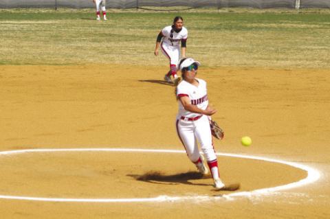 Brownfield’s Azanea Dominguez delivers a pitch against Coahoma in a District 3-3A game on March 15 at Brownfield High School. (LEE SCHEIDE|BROWNFIELD NEWS)