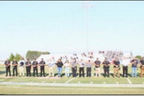 TerryCountyFirstResponderswererecognizedon9/11beforeThursday’sBrownfieldCubsfootball game (photos by Lupe Perez)