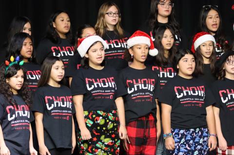 Brownfield Choir performed Tuesday night before the boys basketball at the BHS commons. Middle School and High School students performed a variety of Christmas songs for family, friends and administrators