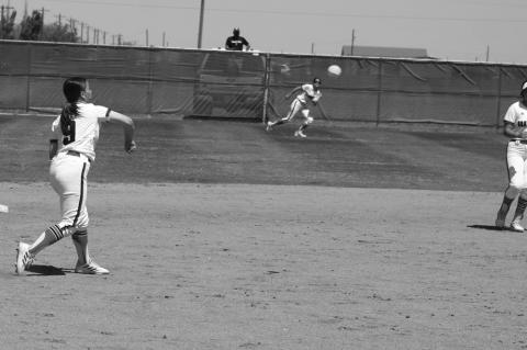 Brownfield shortstop Payzlea Baumann throws to first base for an out during a District 3-3A game against Lamesa on Saturday in Brownfield.