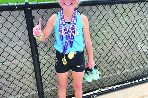 Maci Neill Gold of Wellman-Union finished first in the 400 meters at the TAAF Region 9 meet at Plains Capital Park in Lubbock. (PETE CHRISTY|KCBD COURTESY PHOTO)