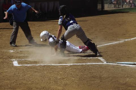 Brownfield’s Millie Molina (8) is called safe at home plate during a District 3-3A game against Odessa Compass Academy on Saturday in Brownfield. (Lee Scheide | Brownfield News)