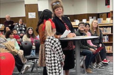 Students and faculty read letters of appreciation to the Brownfield ISD Board of Trustees in honor of School Board Appreciation Month on Jan. 13 at Brownfield Middle School. (Photos by Lee Scheide | Brownfield News)
