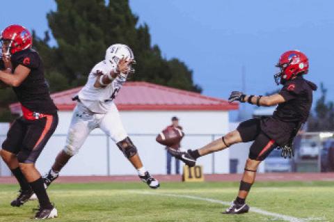 Brownfield’s Ace Martinez punts the ball during a nondistrict game against Lubbock Roosevelt on Friday at Cub Stadium. (COURTESY PHOTO|BROWNFIELD ISD)