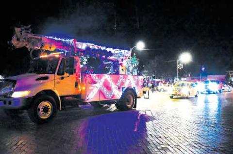 City equipment and other vehicles were lit up with Christmas lights Monday at the Christmas Light Parade. (Photos by Melissa Mc-Caghren/Brownfield News).