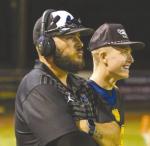 Wellman-Union assistant coach Brett Labadie (left) watches a play during the 2024 season. (COURTESY PHOTO)